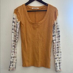 We The Free Orange Tan Fitted Long Sleeve T-Shirt